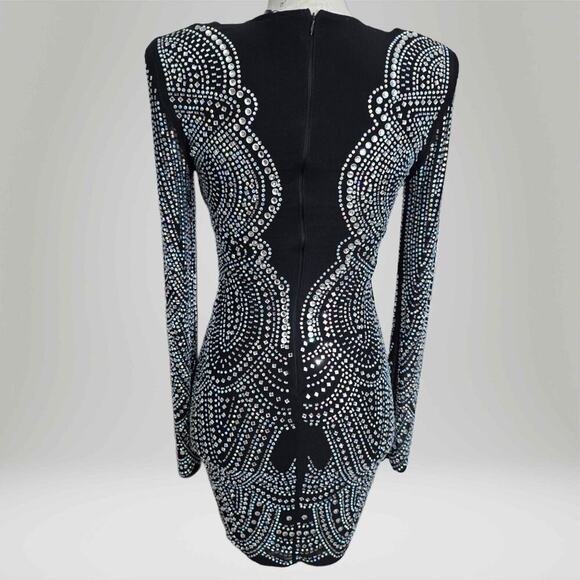 NWT SEXY black embellished midi length sheer cocktail party dress size s/m. - Picture 4 of 8